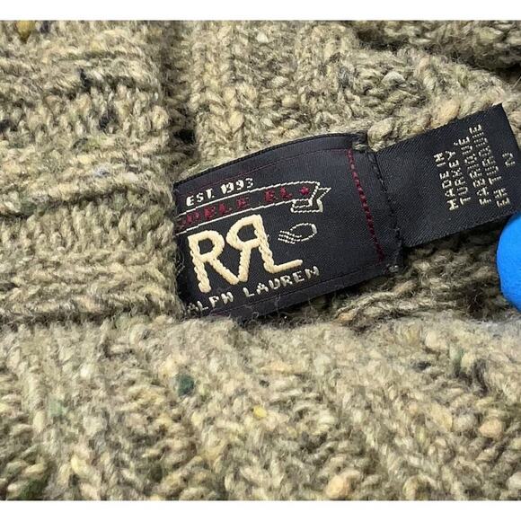 RRL Women’s Ralph Lauren Wool Sweater Green Turtleneck Fisherman Cable 2 S $595 - Picture 5 of 6